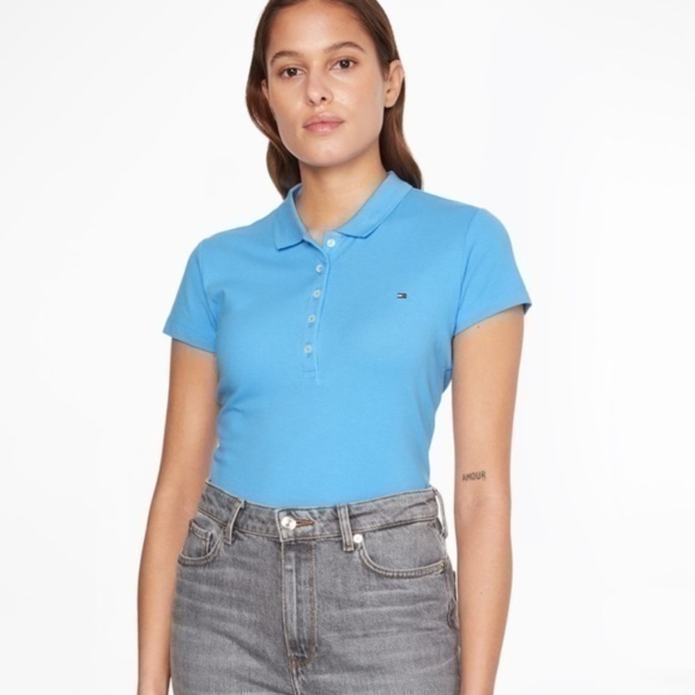 Tommy Hilfiger light blue polo top - Picture 1 of 8